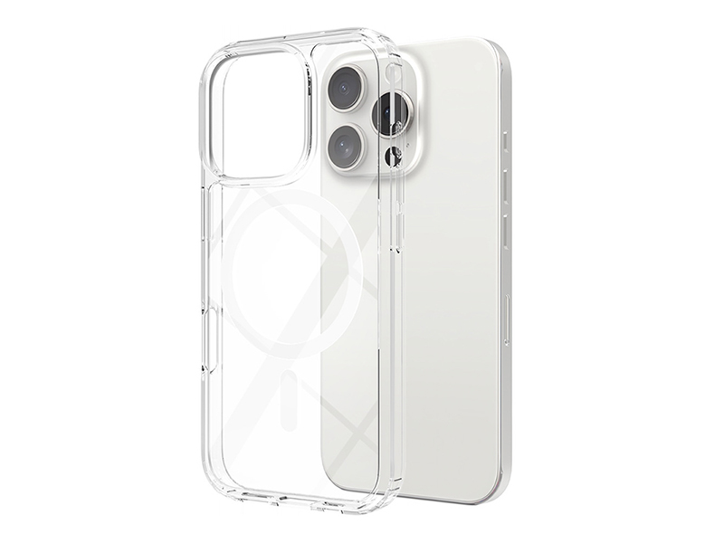 Suitable for Apple 16 Pro scratch resistant transparent magnetic phone case 2-in-1 acrylic iPhone anti drop protective case