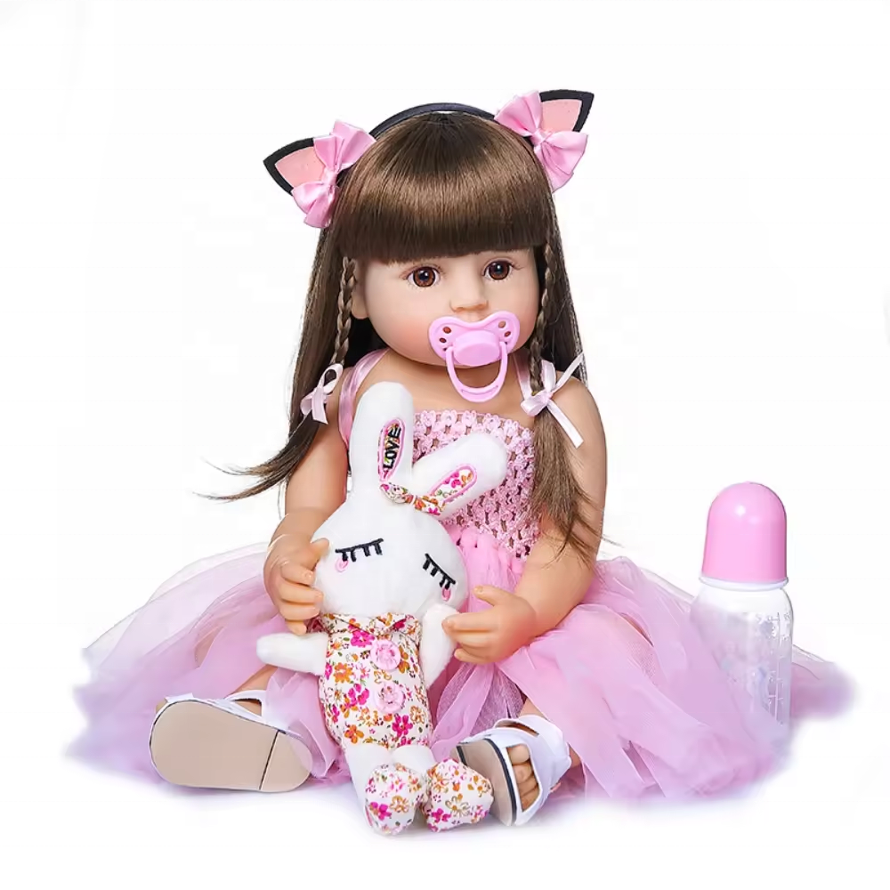48cm 55 CM Lovely Reborn Baby Dolls Whole Body Vinyl Lifelike Simulation Girl Reborn Doll Toys