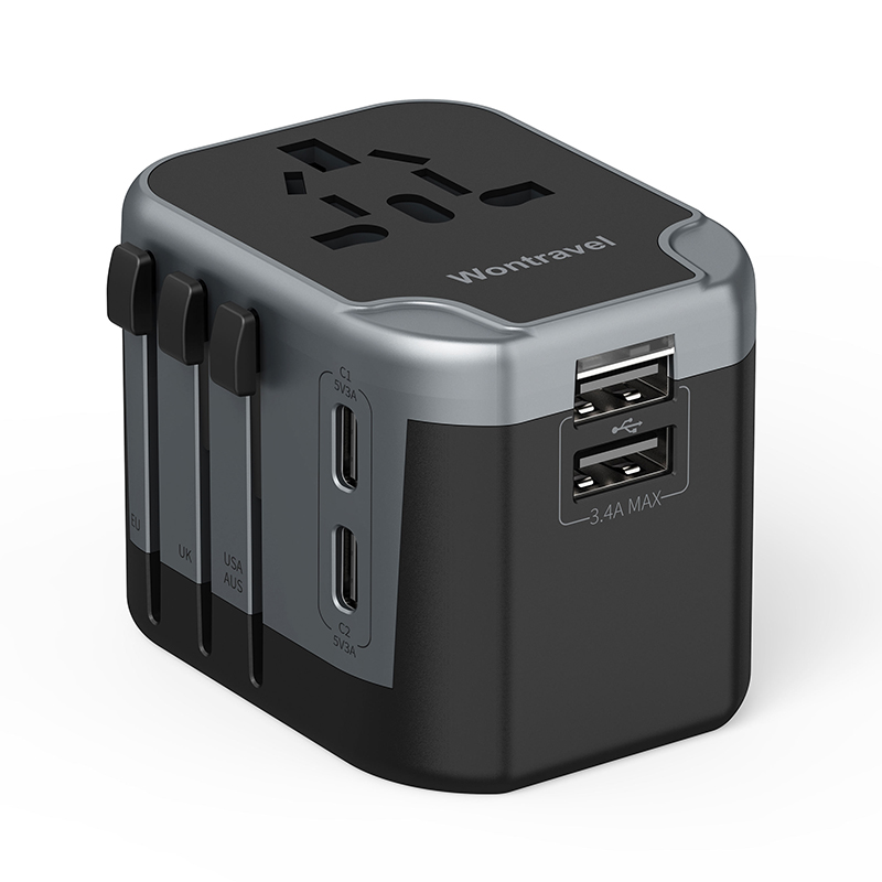  4 Ports Universal International Plug 2 USB Port World AC Power Charger Multinational AU US UK EU Travel Adapter