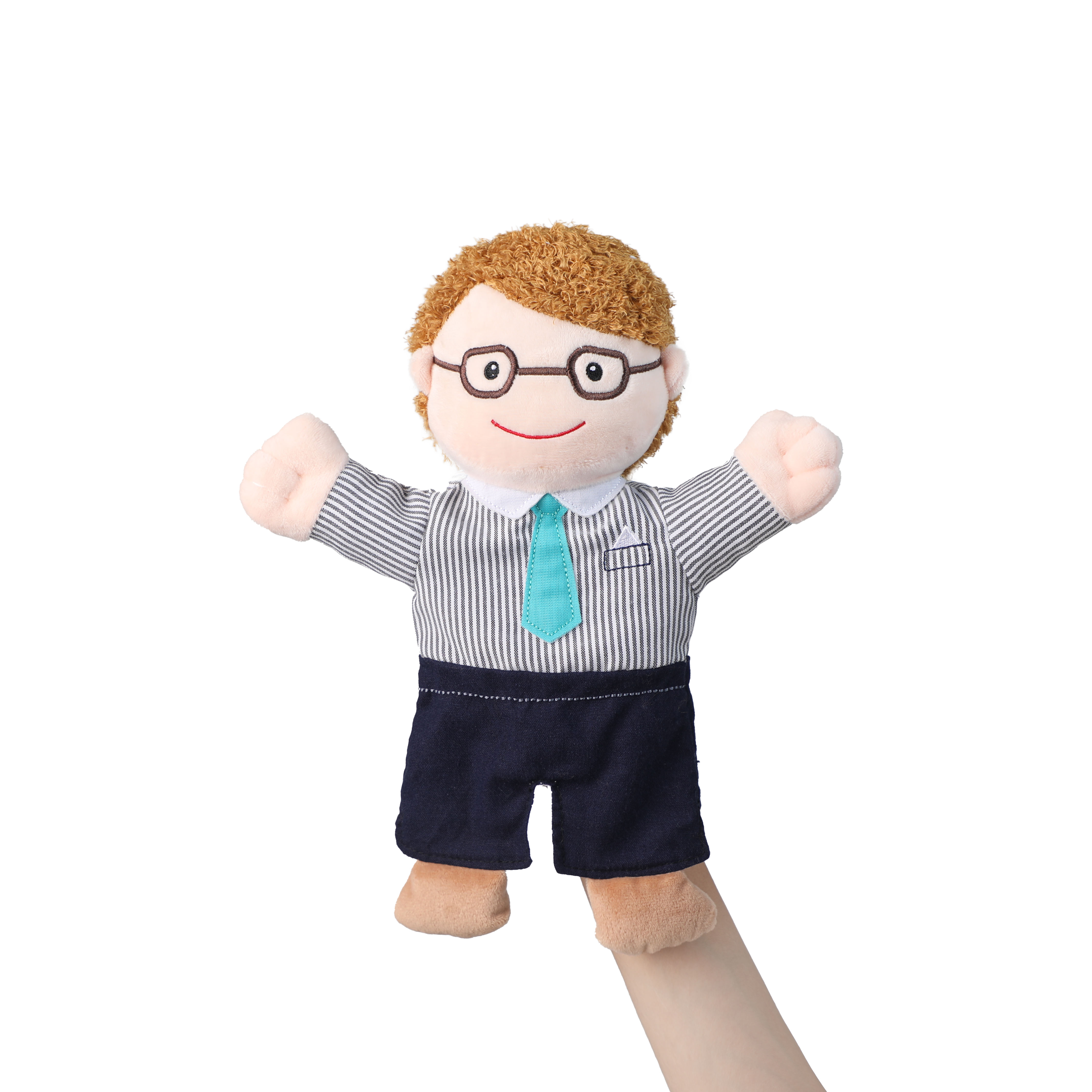 Low MOQ High Quality Childhood Early-Learning Sweet Gifts for Scenery Kids Soft White Family White Skin Dolls Plush Hand Puppet