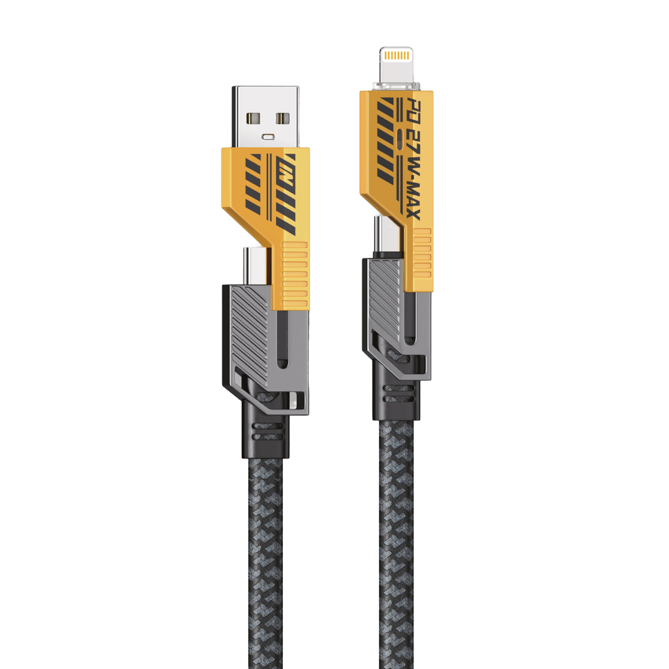 4 in 1 Data Cable 1.2M 27W/66W 5A Fast Charging Zinc Alloy Nylon for iPhone for Mobile Phones