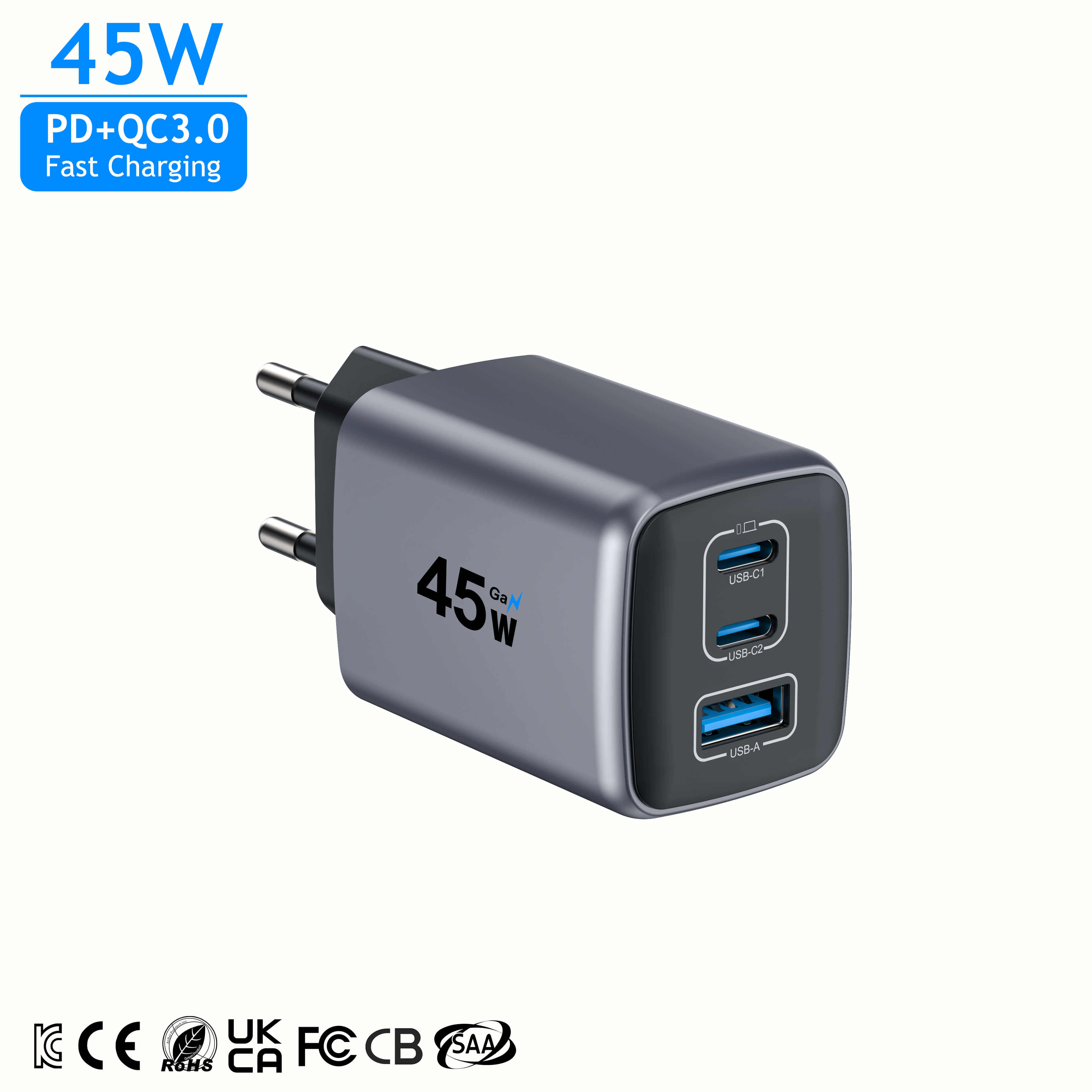 AVS PPS 45W GaN UK Super Fast Charging TYPE USB C PD Plug Power Adapter Wall Laptop Phone Charger for Samsung iPhone