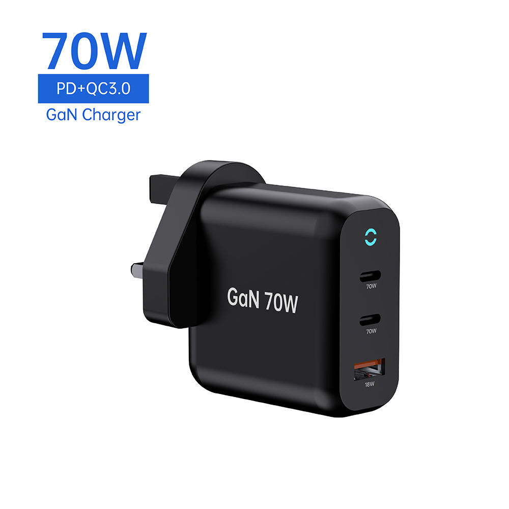 70W Gan Charger Fast Charging 3A Output Current Desktop Adapter Smart Watch Tablet UK/US/EU/AU With CE ROHS CB KC
